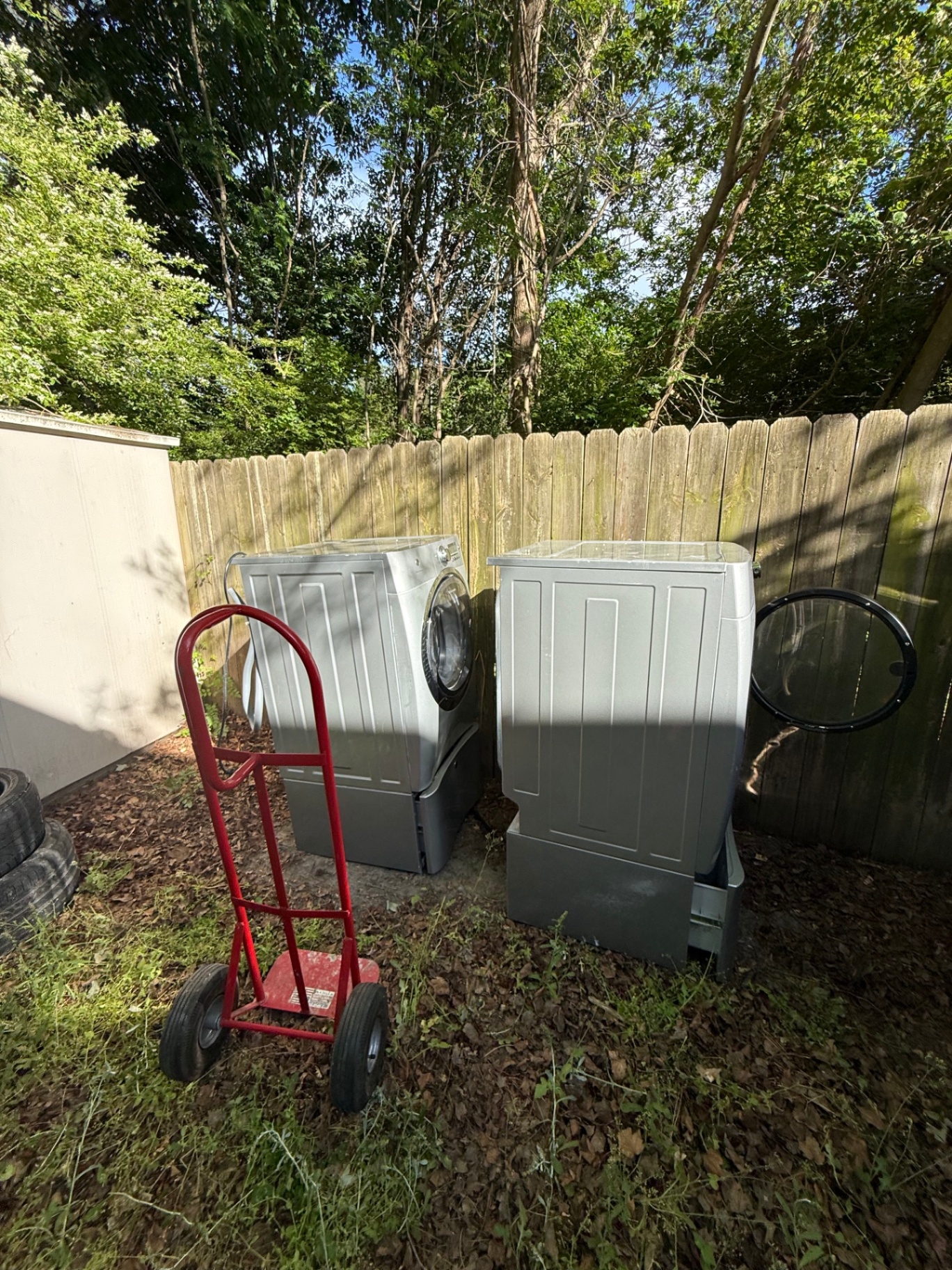 Washer and dryer appliance removal — before