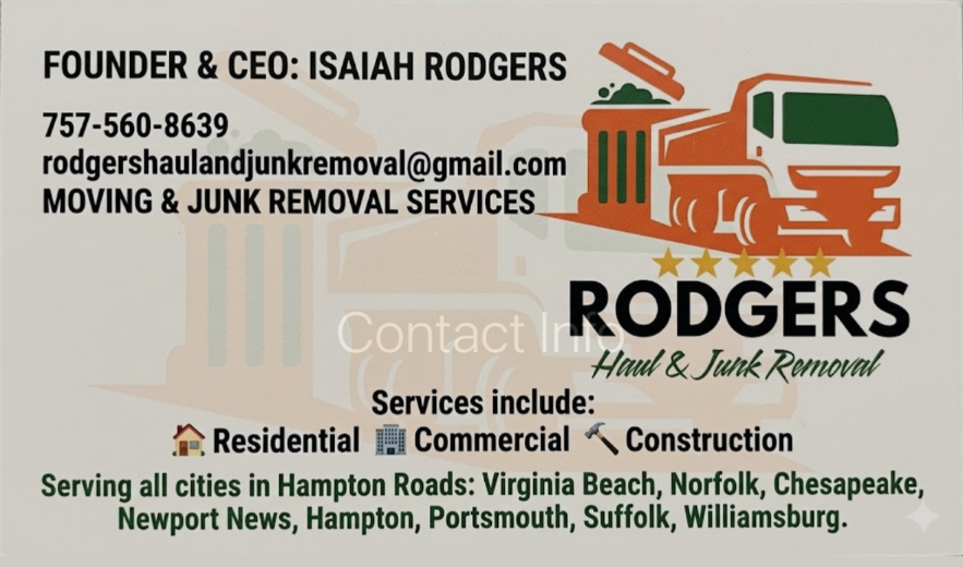 Rodgers Haul & Junk Removal business card